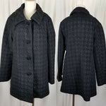 Laura Ashley Black Houndstooth Woven Short Button Up Peacoat Jacket Womens XL 3D