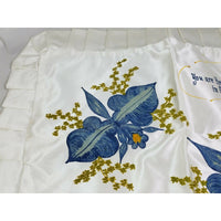 Vintage White Silk Satin Germany Mother Son Souvenir Pillow Cover Sham 1964 Blue