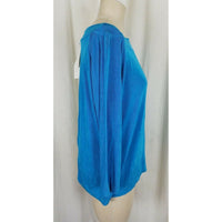 NWT QVC Style Citiknits Stretch Top Tunic Shirt Womens XL Blue Scoop Neck Ribbed