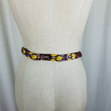 G.H. Bass Colorful Leather Braided Chain Link Loops Buckle Belt Women's L 39"