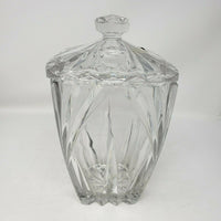 Gorham Lead Crystal Cut Glass Square Lidded Heavyweight Biscuit Cookie Jar Clear