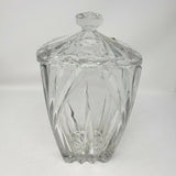 Gorham Lead Crystal Cut Glass Square Lidded Heavyweight Biscuit Cookie Jar Clear