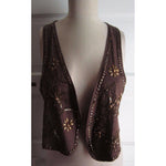 NWT Leyenda Desde 78 Vest Womens L 42 Embellished Studded Wrap Open Front Boho
