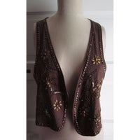 NWT Leyenda Desde 78 Vest Womens L 42 Embellished Studded Wrap Open Front Boho