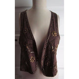 NWT Leyenda Desde 78 Vest Womens L 42 Embellished Studded Wrap Open Front Boho