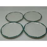 SYRACUSE CHINA 8 7/8" Dinner Plates Vintage Green Trim Design 4-kk USA Set of 4