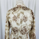 White House Black Market Floral Midi Long Blazer Jacket Coat Womens S Roses Tan