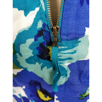 Ann Taylor Loft Garden Party Floral Dress Womens 8 Barkcloth Woven Hawaiian Blue