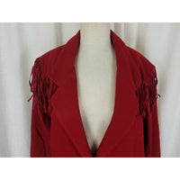 New Frontier Blazer Jacket Red Fringe Western Cowboy Rockabilly Womens M 80s 90s