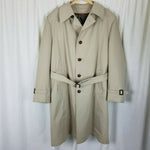 John Weitz by Casualcraft Insulated Belted Trench Coat Mens 46R Faux Fur Liner