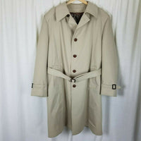 John Weitz by Casualcraft Insulated Belted Trench Coat Mens 46R Faux Fur Liner