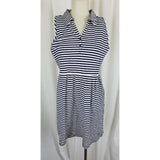 Dockers Jersey Knit Cotton Striped Summer Mini Dress Womens M Navy Blue Sailor