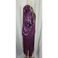 Vintage Infashions Heavily Beaded Sequined Skirt Top Suit Set Outfit Womens S