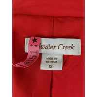 Coldwater Creek Colorblock Snap Placket Front Long Jacket Coat Womens 12 Red Tan