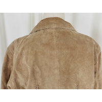 B.T. Limited Brushed Leather Suede Braided Trim Jacket Womens L Full Zip Up