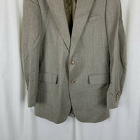 Vintage David Wood Man in Wool Tan Olive Green Sport Coat Blazer Jacket Mens 40