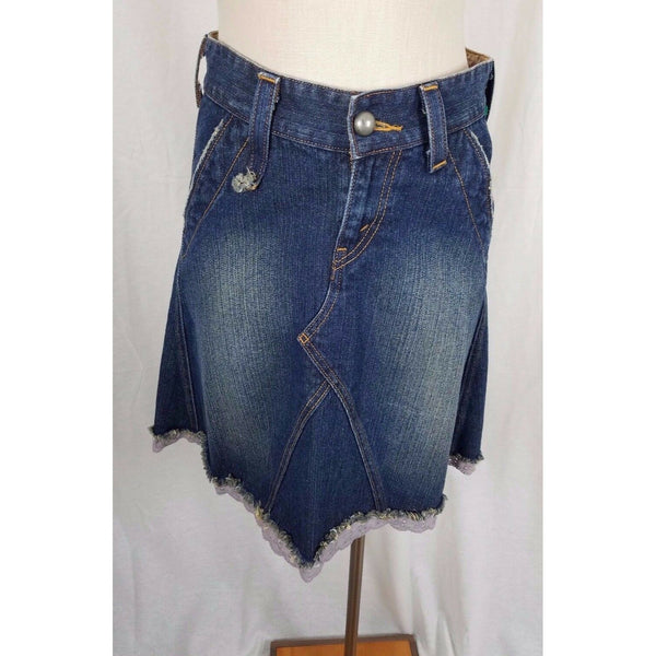 Levis Slouch 504 Lace Denim Blue Jean Distressed Faded Skirt Womens Juniors 5