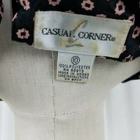 Vintage Casual Corner Floral Top Tunic Shirt Skirt Suit Set Womens 10 Black Pink