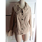 Tribal Sportswear Stretch Jacket Peter Pan Circular Ruffle Collar Womens 12 Tan