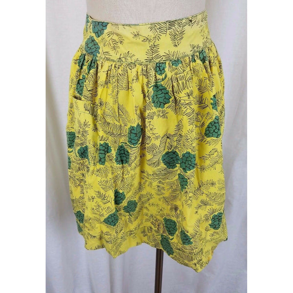 Vintage Pine Tree Pinecone Yellow Green APRON Mid Century Textile Cotton 1950s