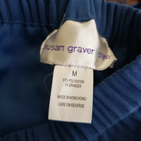 Susan Graver Western Floral Tapestry Faux Suede Pants Suit Zip Jacket Womens M