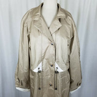 Essentials Worthington Sheen Cinch Cape Top Rain Trench Coat Womens 12 80s Tan