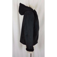 Esprit Vegan Sherpa Shearling Fur Faux Suede Hooded Parka Jacket Peacoat M