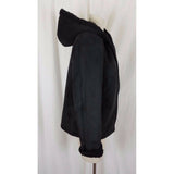 Esprit Vegan Sherpa Shearling Fur Faux Suede Hooded Parka Jacket Peacoat M