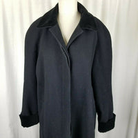 Liz Claiborne Peacoat Black Wool Velvet Long Maxi Duster Coat Womens 16 Vintage