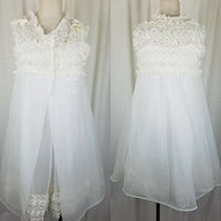 Vintage Radcliffe Babydoll Bridal Gown Flirty Double Chiffon Peignoir Robe Set P
