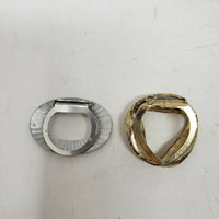 Vintage Lot of 2 Scarf Clips Pins Brooch Metal Jewelry Gold Silver Oval Triangle