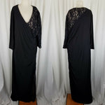 Black Side Ruched Stretch Faux Wrap Maxi Dress Lace Accents Womens 2X Plus Size