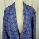 Vintage Pendleton 100% Wool Plaid Blazer Tuxedo Jacket Womens L USA Blue Label