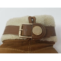Marc Fisher Buckle Ankle Boots Faux Fur Shearling Suede Side Zip Tan Women's 7M