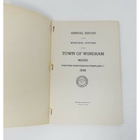 Annual Report Town Officers of Windham Maine February 1 1948 Cumberland County