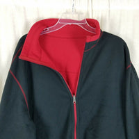 LL Bean Reversible Full Zip Up Fleece Sweater Jacket Mens L Red Exposed Stitches
