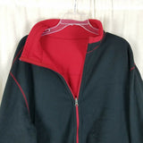 LL Bean Reversible Full Zip Up Fleece Sweater Jacket Mens L Red Exposed Stitches
