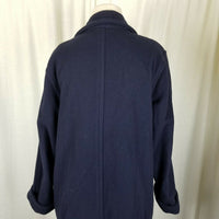 LL Bean Wool Peacoat Long Maxi Womens M L Vintage 80s Oversized Baggy Navy Blue