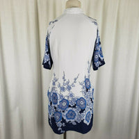 Vintage Mid Century 60s Twiggy Long Top Tunic Shirt Womens L Floral Side Entry