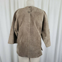 Vintage Marlynn Traditions Ltd Brown Leather Tunic Shirt Top Womens 6 3/4 Sleeve