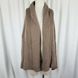 BCBG Maxazria Lambswool Cable Knit Open Front Wrap Shawl Swing Sweater Womens XS
