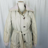 Utex Goose Down Quilted Belted Puffer Parka Long Maxi Coat Womens 16 Funnel Neck