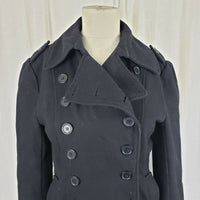 Rave Wool Cropped Military Double Breasted Peacoat Womens M Black Punk Rocker