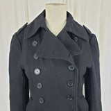 Rave Wool Cropped Military Double Breasted Peacoat Womens M Black Punk Rocker