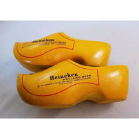 HEINEKEN BEER ADVERTISING PAIR OF WOOD SHOES CLOGS HOLLAND Yellow Carved Wooden