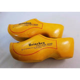 HEINEKEN BEER ADVERTISING PAIR OF WOOD SHOES CLOGS HOLLAND Yellow Carved Wooden
