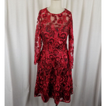 Vintage Red Lace Avant Garde Twirl Fit & Flare Prom Formal Dress Womens S Black