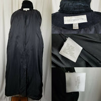 Liz Claiborne Peacoat Black Wool Velvet Long Maxi Duster Coat Womens 16 Vintage
