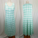 LL Bean Freeport Studios Green Plaid Maxi Summer Shirt Dress Womens Petites 10P