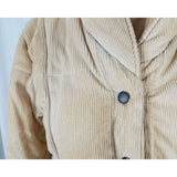 Dawn Imports Shawl Collar Corduroy Puffer Bomber Jacket Womens S Tan Zip Up Snap